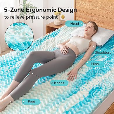 Opoiar 2-Inch Cooling Gel Memory Foam Mattress Topper, Breathable Design for Added Comfort