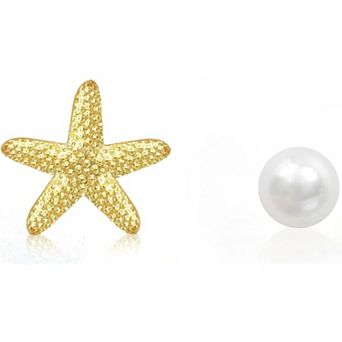 ZUQIETA Seashell & Bow Earring Set - 2-Pair Minimalist Gold Studs, Beach Inspired