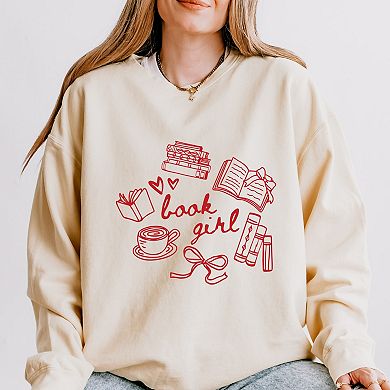 Book Girl Sketched - Women's Lightweight Garment Dyed Sweatshirt