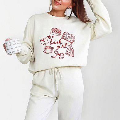 Book Girl Sketched - Women's Lightweight Garment Dyed Sweatshirt