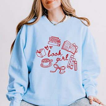 Book Girl Sketched - Women's Lightweight Garment Dyed Sweatshirt