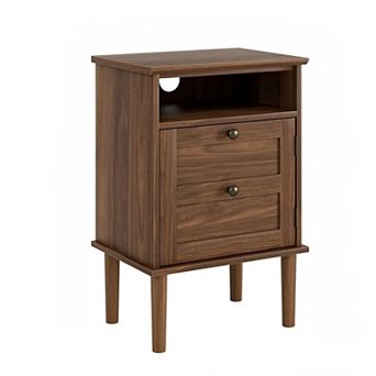ZUQIETA Boho Nightstand with Drawer & Open Shelf, Modern Wooden Top Walnut End Table