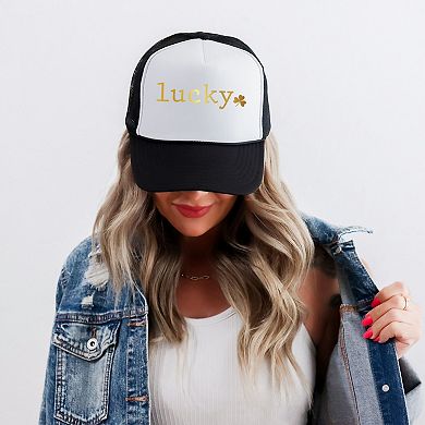 Lucky Typewriter Clover - Women's Graphic Foam Trucker Hat