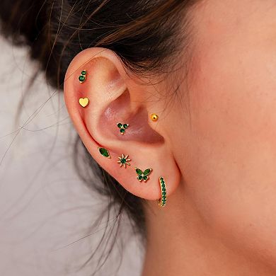 ZUQIETA 17-Pair Surgical Steel Earrings - Hypoallergenic Flat Back Studs for Multiple Piercings