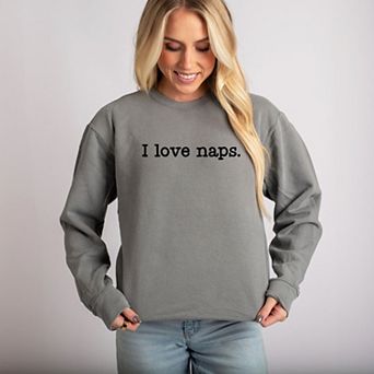 I Love Naps Typewriter - Women's Lightweight Garment Dyed Sweatshirt