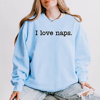 I Love Naps Typewriter - Women's Lightweight Garment Dyed Sweatshirt