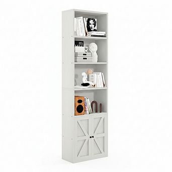 ZUQIETA 71" Bookcase with Doors, 6 tier Modern Storage Cabinet for Home Office, Living Room