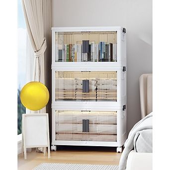 KSIZUIS 144-qt Locking Storage Bin - Folding Heavy-Duty Box with Wheels & Lid, 3-Pack