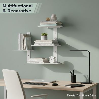 ZUQIETA 3-Pack Floating Bookshelves, 6-Tier Vertical Spine Tower for Home Office, White