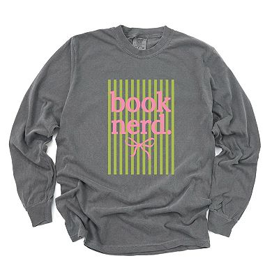 Green Book Nerd Stripes - Women's Garment Dyed Long Sleeve Graphic T-Shirt