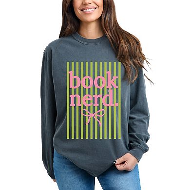Green Book Nerd Stripes - Women's Garment Dyed Long Sleeve Graphic T-Shirt