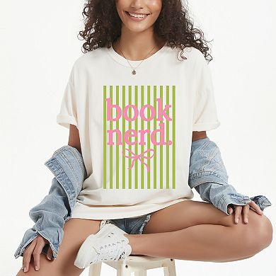 Green Book Nerd Stripes - Women's Garment Dyed Graphic T-Shirt
