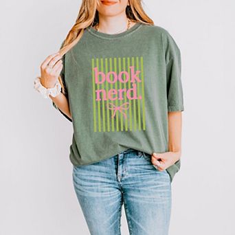 Green Book Nerd Stripes - Women's Garment Dyed Graphic T-Shirt