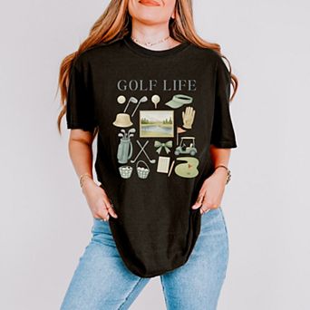 Golf Life Watercolor - Women's Garment Dyed Graphic T-Shirt