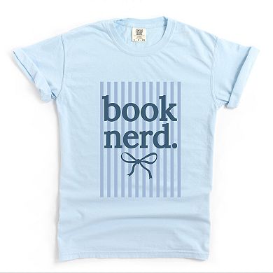 Blue Book Nerd Stripes - Women's Garment Dyed Graphic T-Shirt