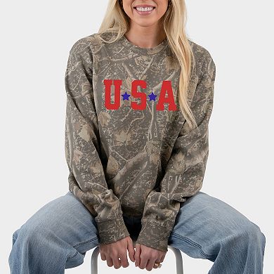 USA Stars Puff - Woman's Heavyweight Camo Sweatshirt