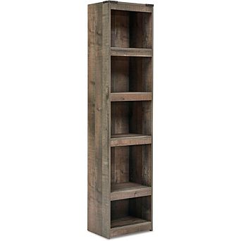 ZUQIETA Rustic Entertainment Center Bookcase with 3 Adjustable Shelves, Natural Brown