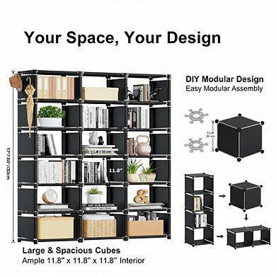 ZUQIETA 18-Cube Extra Large Bookcase, DIY Cube Storage Organizer for Bedroom, Living Room Home