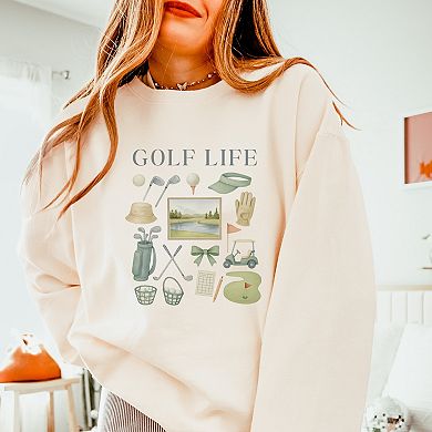Golf Life Watercolor - Women's Lightweight Garment Dyed Sweatshirt