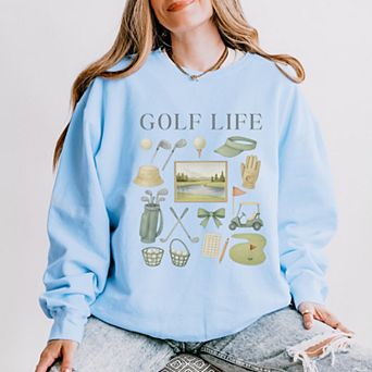 Golf Life Watercolor - Women's Lightweight Garment Dyed Sweatshirt