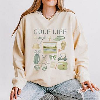 Golf Life Watercolor - Women's Lightweight Garment Dyed Sweatshirt