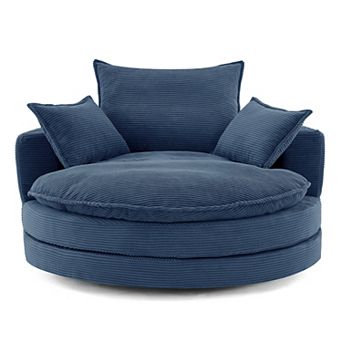 Merax 360° Swivel Sofa Chair Accent Barrel Chair 57.5" Swivel Round Chair with Dual-layer Cushion