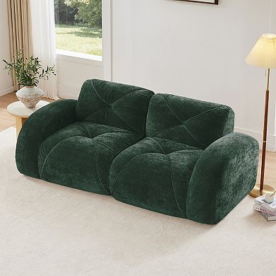 Merax 2-Seater Boneless Loveseats Soft Velvet Fabric 32D High Density Sponge Ergonomic Design