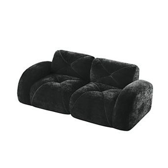 Merax 2-Seater Boneless Loveseats Soft Velvet Fabric 32D High Density Sponge Ergonomic Design
