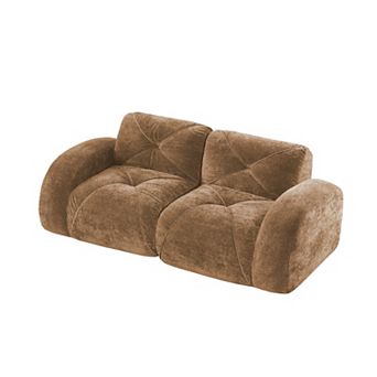 Merax 2-Seater Boneless Loveseats Soft Velvet Fabric 32D High Density Sponge Ergonomic Design