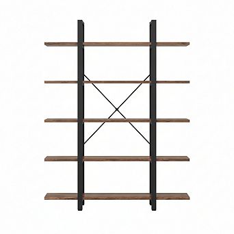 ZUQIETA 5 tier Vintage Industrial Bookcase, 72" H x 47" L x 12" W