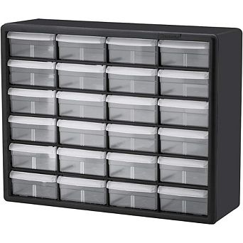 KSIZUIS 24-Drawer Storage Cabinet - Compact 20"W Organizer for Garage, Crafts & Makeup, Black