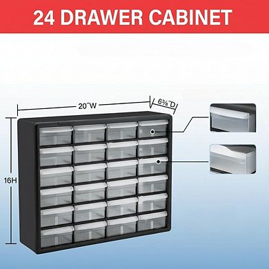 KSIZUIS 24-Drawer Storage Cabinet - Compact 20"W Organizer for Garage, Crafts & Makeup, Black