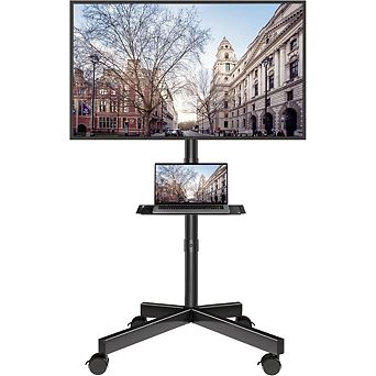 ZUQIETA Mobile TV Stand with Tilt & Locking Wheels - for 23-60” TVs up to 88 lbs, Black