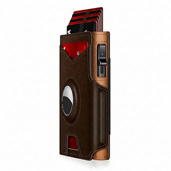 ZUQIETA AirTag Wallet for Men - Aluminum Pop-Up Card Case with RFID & ID Window