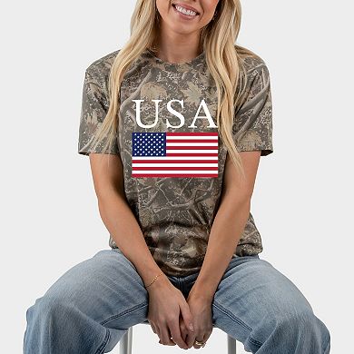 USA Flag Solid - Women's Heavyweight Crew