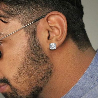 ZUQIETA CZ Halo Stud Earrings - 18K White Gold Plated (2-Pair Set)