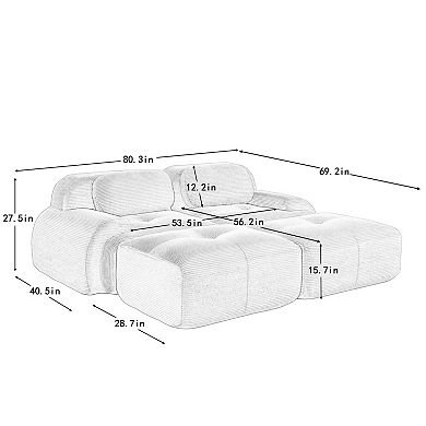 Merax 2 Seat Sofa In Luxury Corduroy Fabric Modular Loveseats