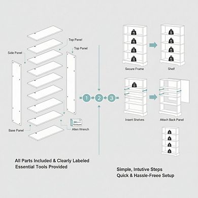 ZUQIETA 5-Tier Solid Wood Bookcase, 65" Farmhouse Floor Shelf for Living Room, Study Office