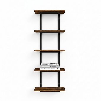 ZUQIETA 5 tier Wall Mounted Bookshelf, Large Floating Rustic Wood Shelf for Living Room, Kitchen