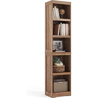 ZUQIETA 5-Shelf Narrow Bookcase, 68" Tall Floor Shelf for Home Office, Living Room Bedroom