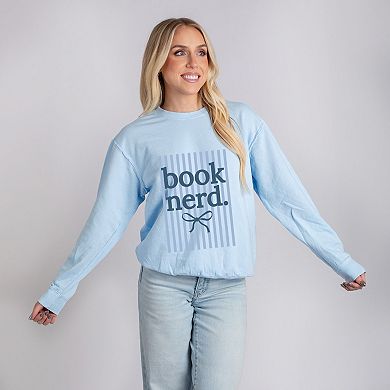 Blue Book Nerd Stripes - Women's Lightweight Garment Dyed Sweatshirt
