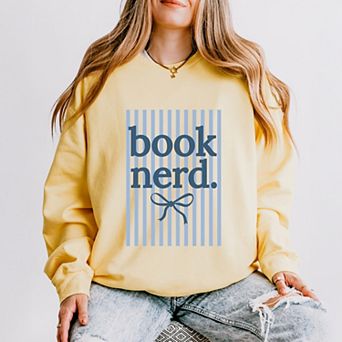 Blue Book Nerd Stripes - Women's Lightweight Garment Dyed Sweatshirt