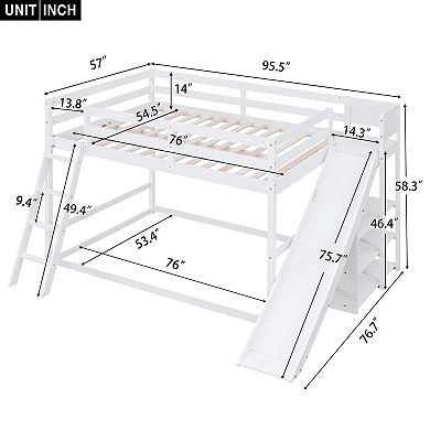 Merax Full over Full Bunk Bed with Ladder, Slide and Shelves