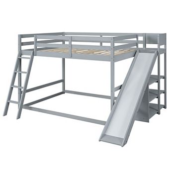 Merax Full over Full Bunk Bed with Ladder, Slide and Shelves