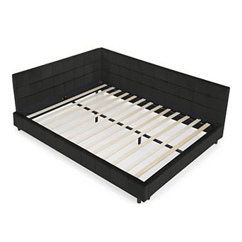 Merax MidCentury Velvet Daybed Eucalyptus Wood Frame Upholstered Sofa Bed