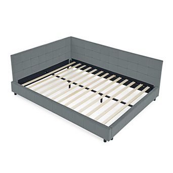 Merax MidCentury Velvet Daybed Eucalyptus Wood Frame Upholstered Sofa Bed