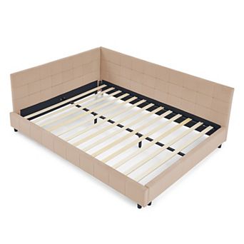 Merax MidCentury Velvet Daybed Eucalyptus Wood Frame Upholstered Sofa Bed