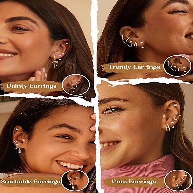ZUQIETA Small Hoop Stud Earrings Stacks for Women