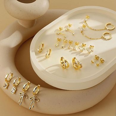 ZUQIETA Small Hoop Stud Earrings Stacks for Women