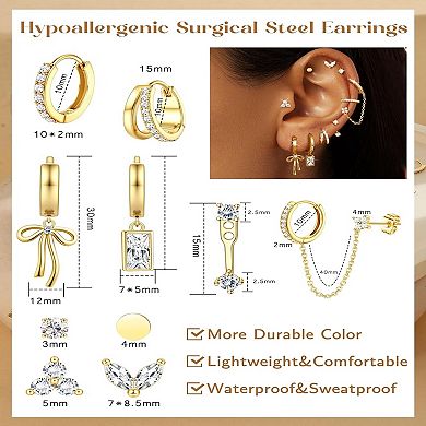ZUQIETA Small Hoop Stud Earrings Stacks for Women